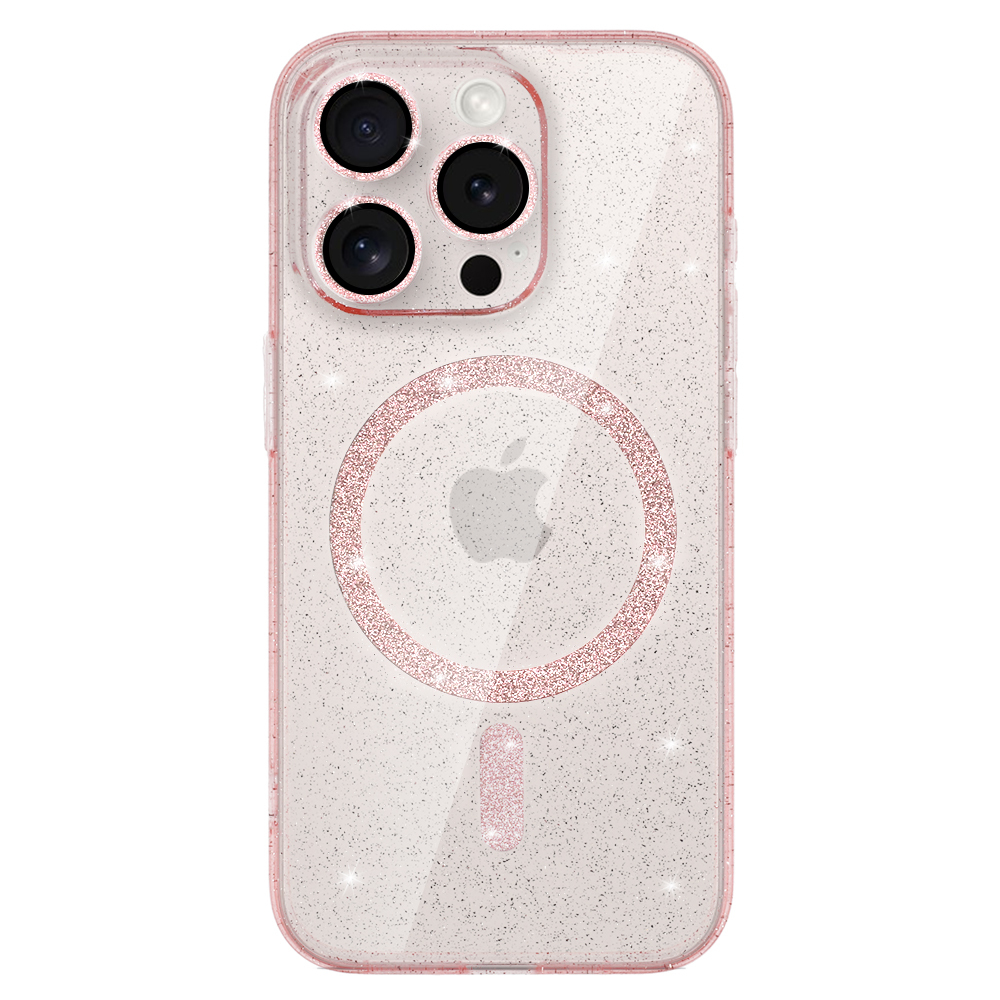 Glitter Magsafe Case for Iphone 16 Pro Max pink clear