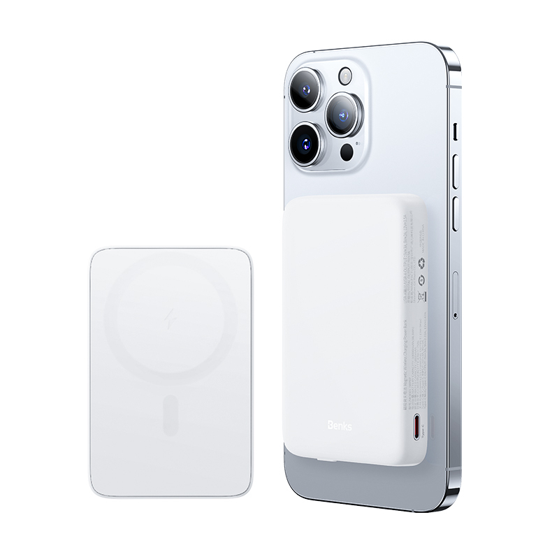 Benks Power bank 10000mAh MP07 - USB + Type C - magnetic with induction charging white