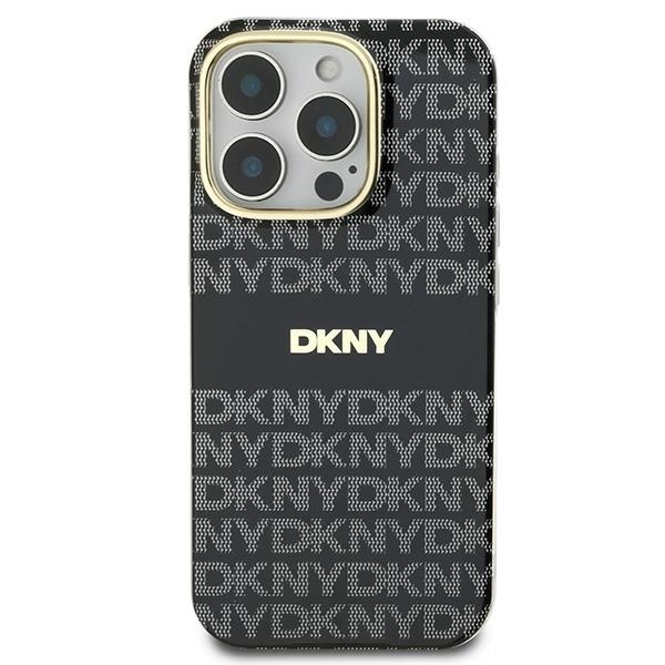Original Case DKNY Repeat Texture Pattern with Stripe DKHMP16XHRHSEK for Iphone 16 Pro Max black
