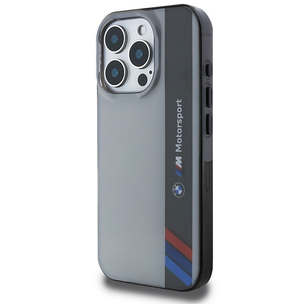 Original Case BMW Motorsport IML Vertical Stripe BMHCP16X23HTFEG for Iphone 16 Pro Max Grey