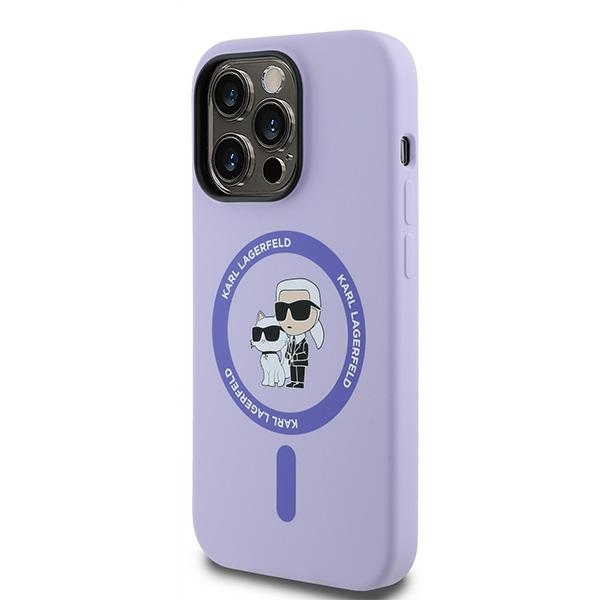 Original Pouch KARL LAGERFELD hardcase HC MagSafe Silicone KC Heads Ring KLHMP14LSCMKCRHU for Iphone 14 Pro purple