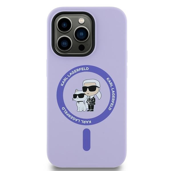Original Pouch KARL LAGERFELD hardcase HC MagSafe Silicone KC Heads Ring KLHMP14LSCMKCRHU for Iphone 14 Pro purple