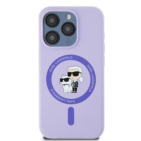 Original Pouch KARL LAGERFELD hardcase Silicone KC Heads Ring MagSafe KLHMP15LSCMKCRHU for Iphone 15 Pro purple