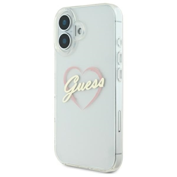 Original Case GUESS IML Heart GUHCP16SHCHGSPT for Iphone 16 transparent