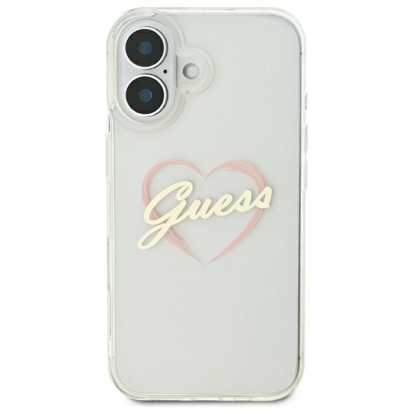 Original Case GUESS IML Heart GUHCP16SHCHGSPT for Iphone 16 transparent