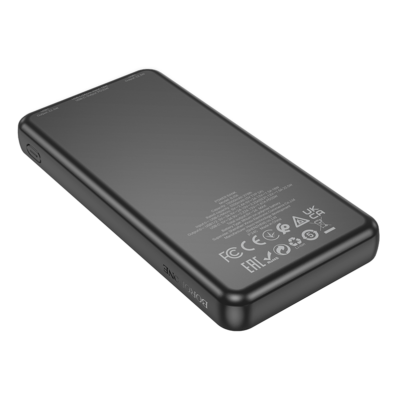 Borofone Power Bank 10000mAh BJ56 Graceful - 2xUSB + Type C - QC 3.0 22,5W PD 20W black