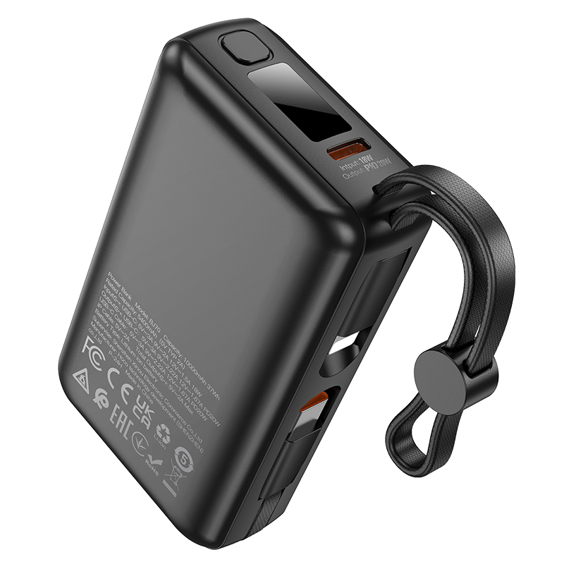 Borofone Power Bank 10000mAh BJ70 Source - Type C - PD 20W with Type C and Lightning cables black