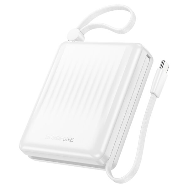 Borofone Power Bank 15000mAh BJ70A Vigorous - USB + Type C - QC 3.0 PD 20W with Type C and Lightning cables white