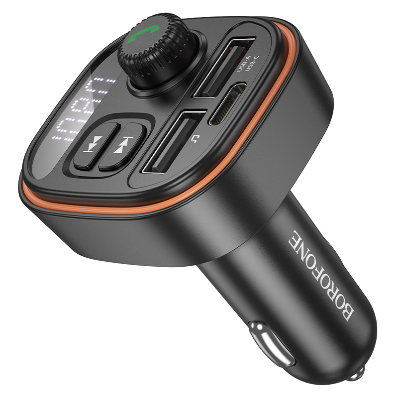 Borofone Transmitter FM BC59 Heroic MP3, Bluetooth - 2xUSB + Type C - black