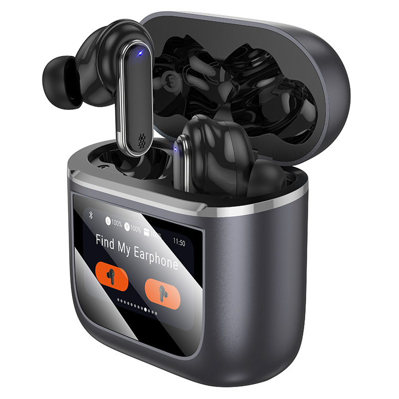 Borofone TWS Bluetooth Earphones BW67 Gorgeous ANC+ENC noise reduction LED touch screen grey