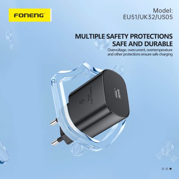 Foneng Wall charger EU51 GaN - Type C - PD 25W with Type C to Type C cable white