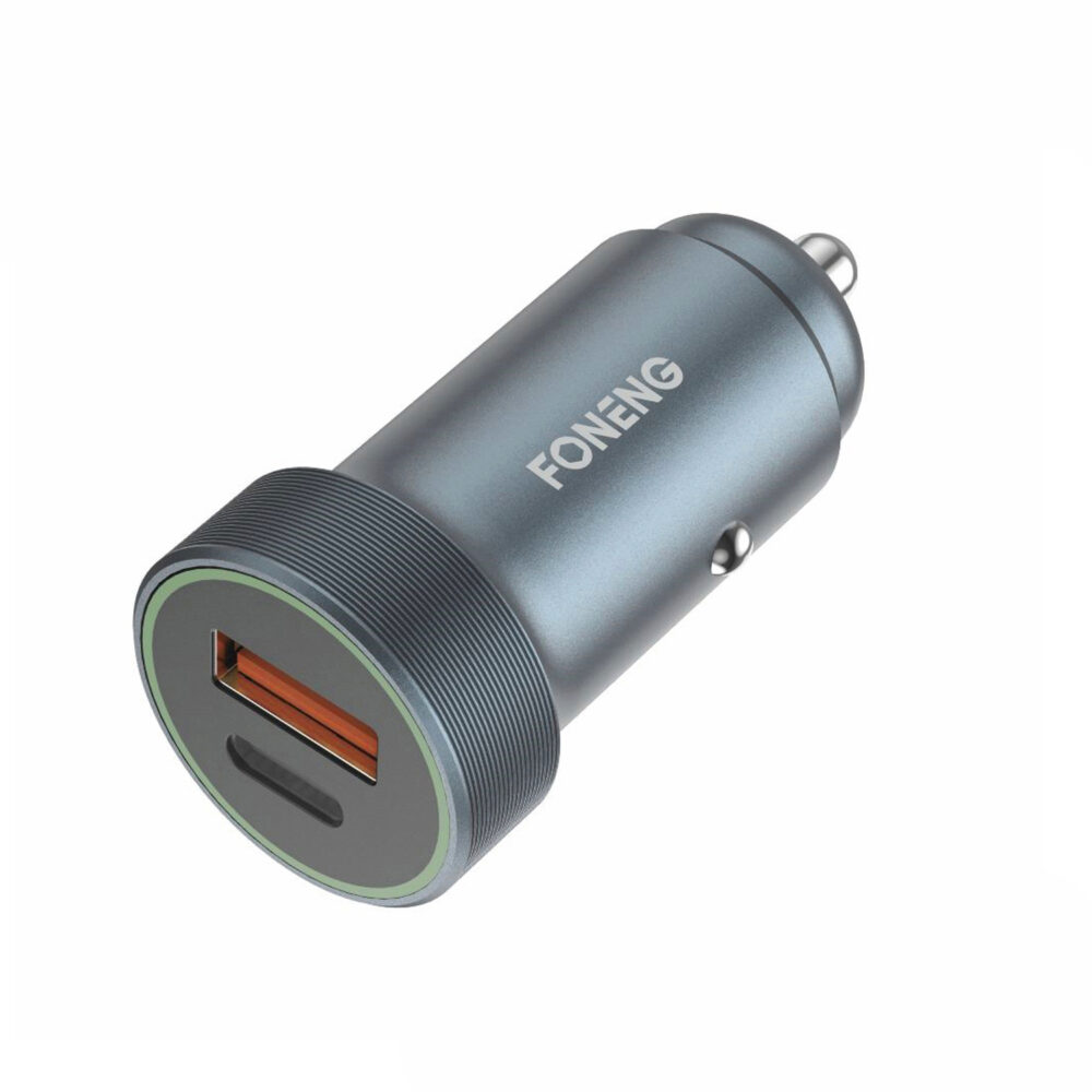 Foneng Car charger C16 - USB + Type C - PD 30W 3A silver