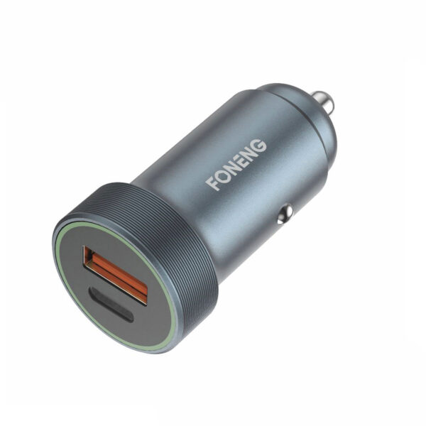 Foneng Car charger C16 - USB + Type C - PD 30W 3A silver