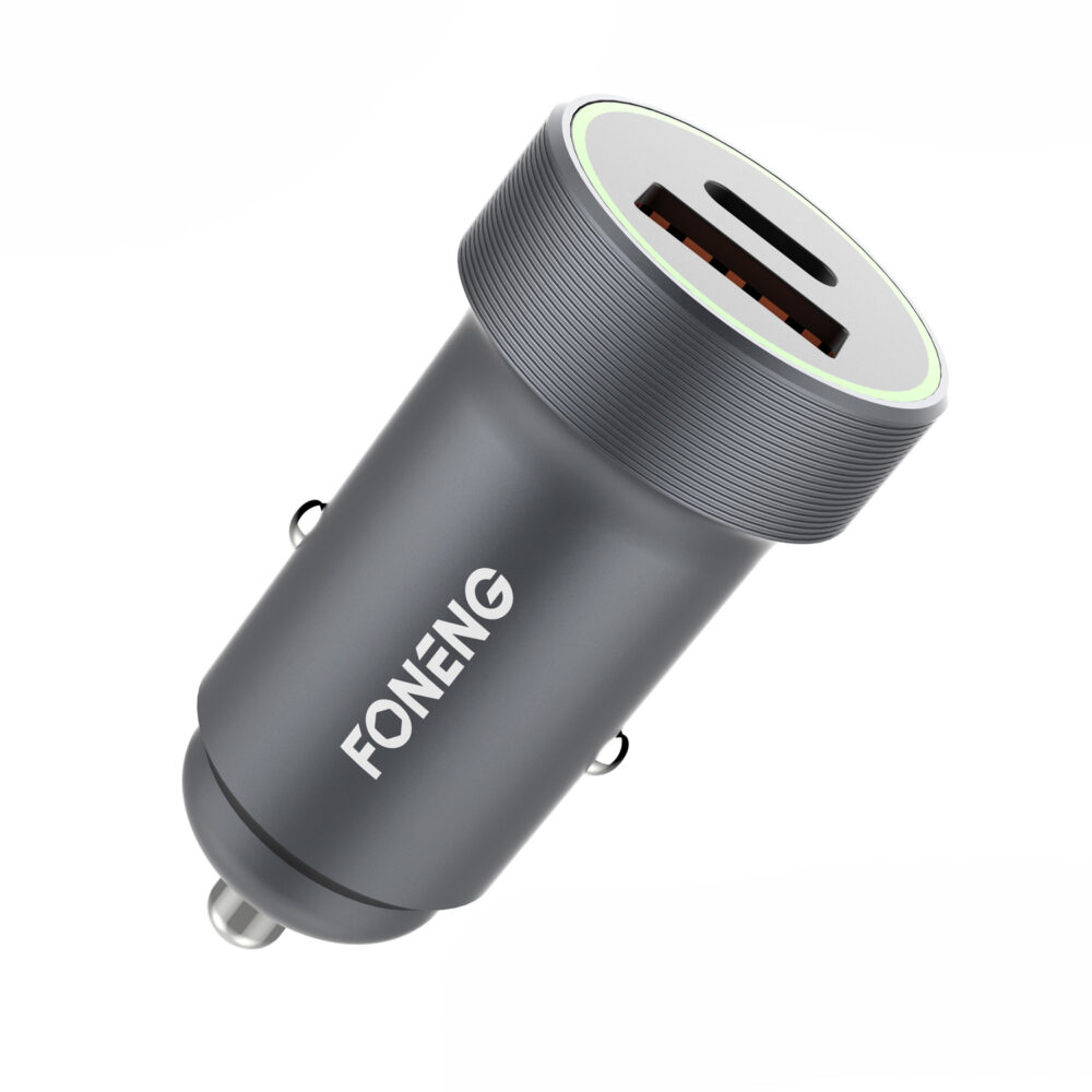 Foneng Car charger C16 - USB + Type C - PD 30W 3A silver