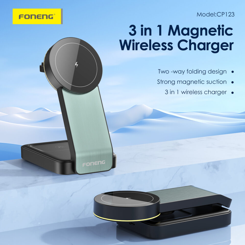 Foneng Desktop phone holder CP123 3 in 1 with induction charging black