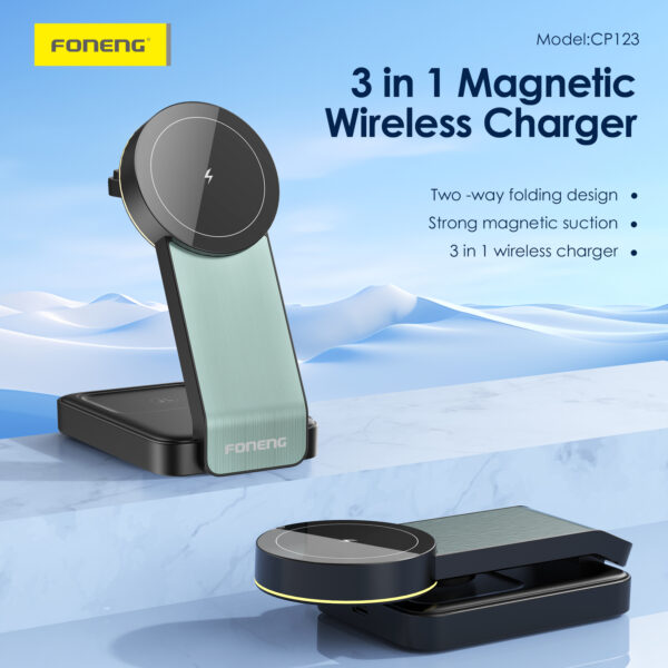 Foneng Desktop phone holder CP123 3 in 1 with induction charging black