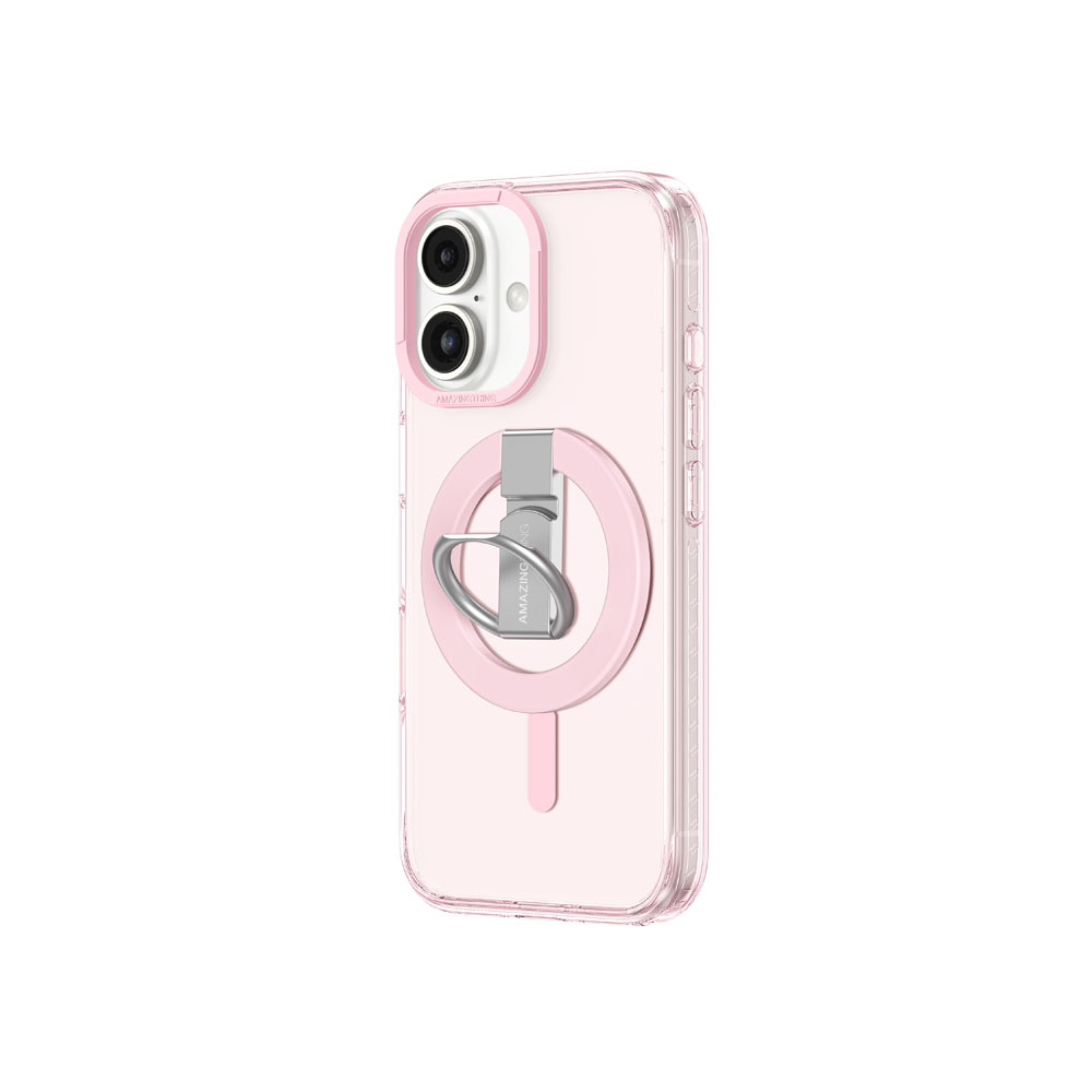 Amazing Thing Titan Pro Mag Ring Grip Case 10FT IP166.7TRPK for Iphone 16 Plus pink