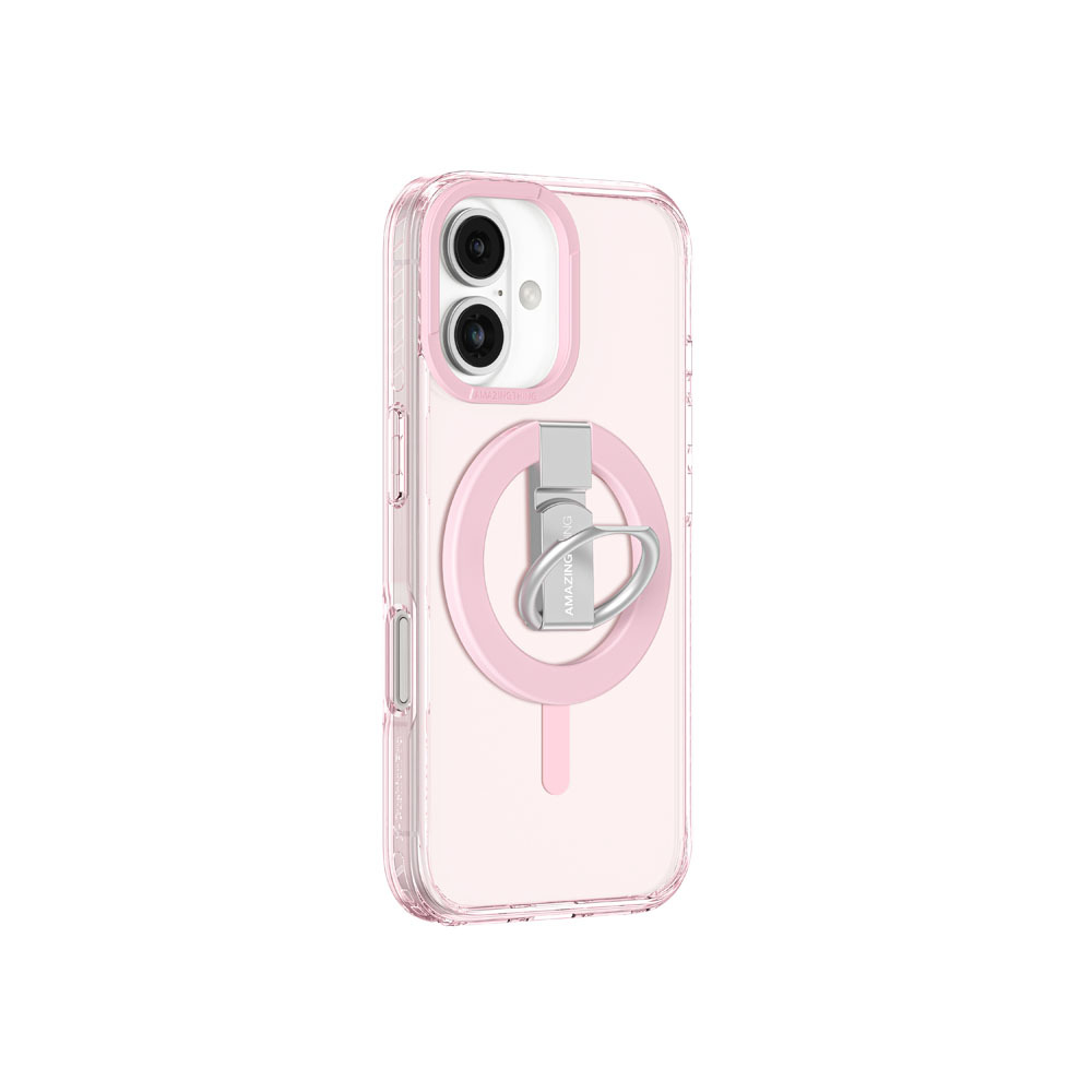Amazing Thing Titan Pro Mag Ring Grip Case 10FT IP166.7TRPK for Iphone 16 Plus pink