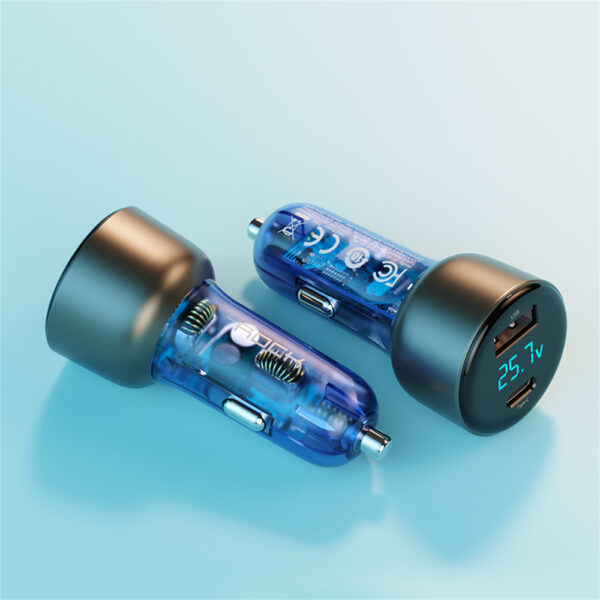 Rock Car charger H16  - USB + Type C - 72W 5A blue