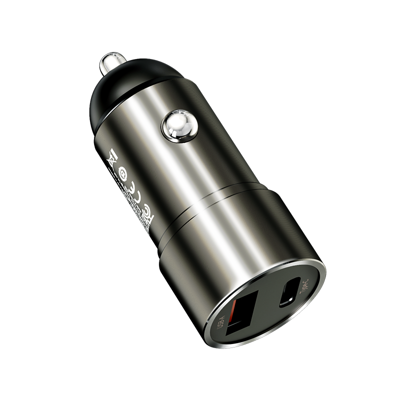 Rock Car charger H20  - USB + Type C - 15W 3A dark grey