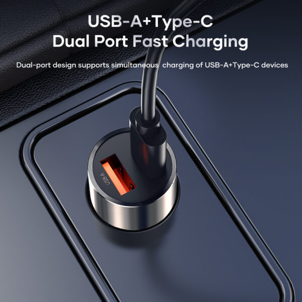 Rock Car charger H20  - USB + Type C - 15W 3A dark grey