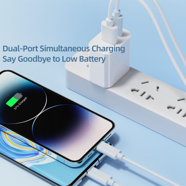 Rock Wall charger T43  - USB + Type C - QC 3.0 PD 20W 3A white