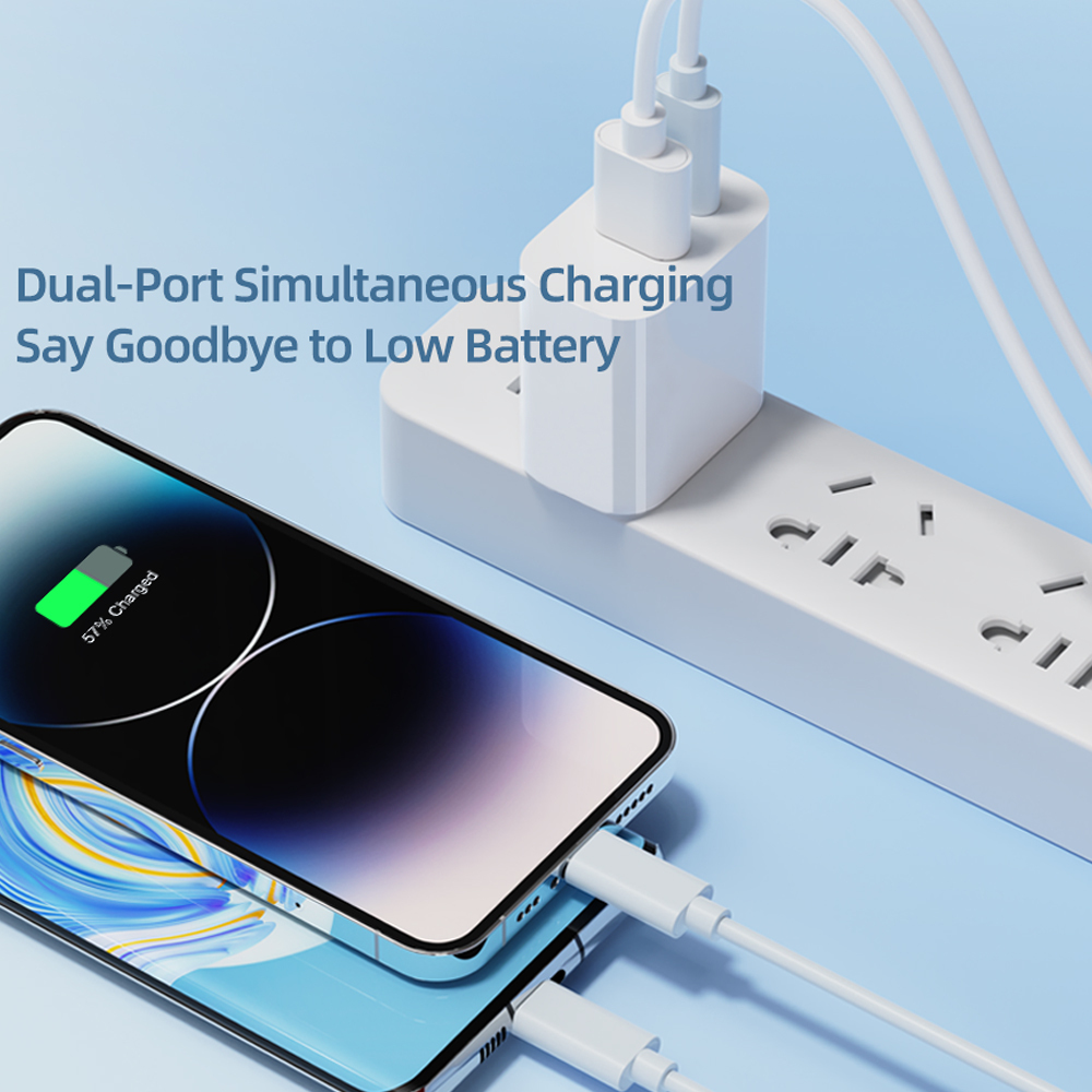 Rock Wall charger T43  - USB + Type C - QC 3.0 PD 20W 3A white