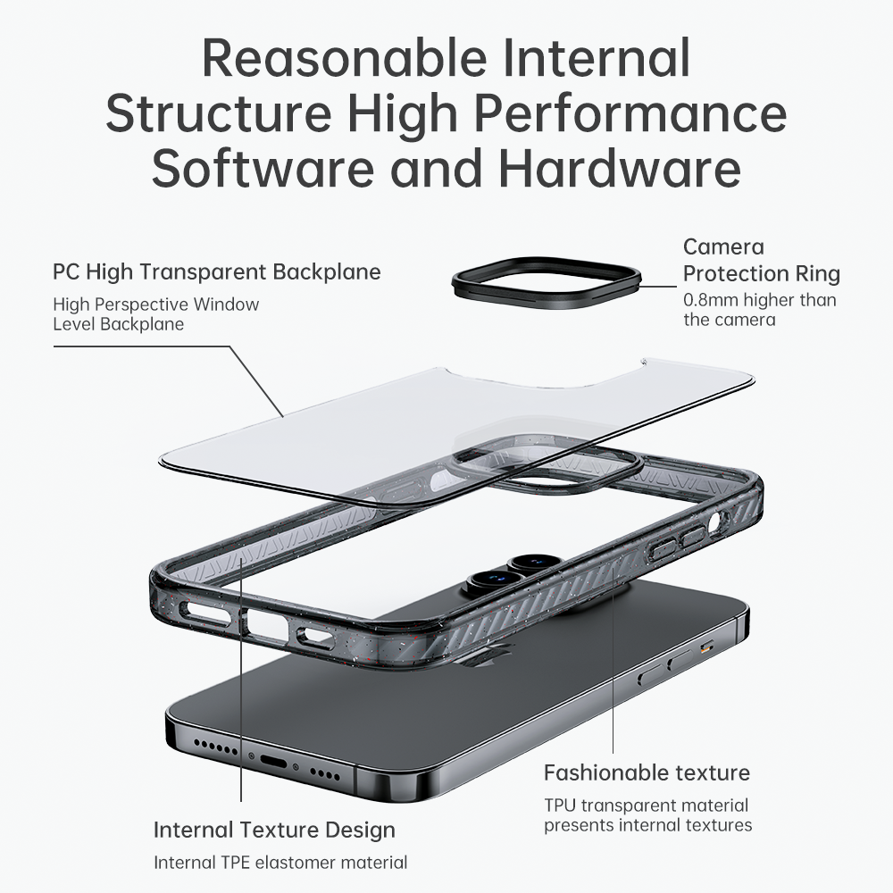 Rock Crystal Shield Series Case for Iphone 14 Pro transparent-black