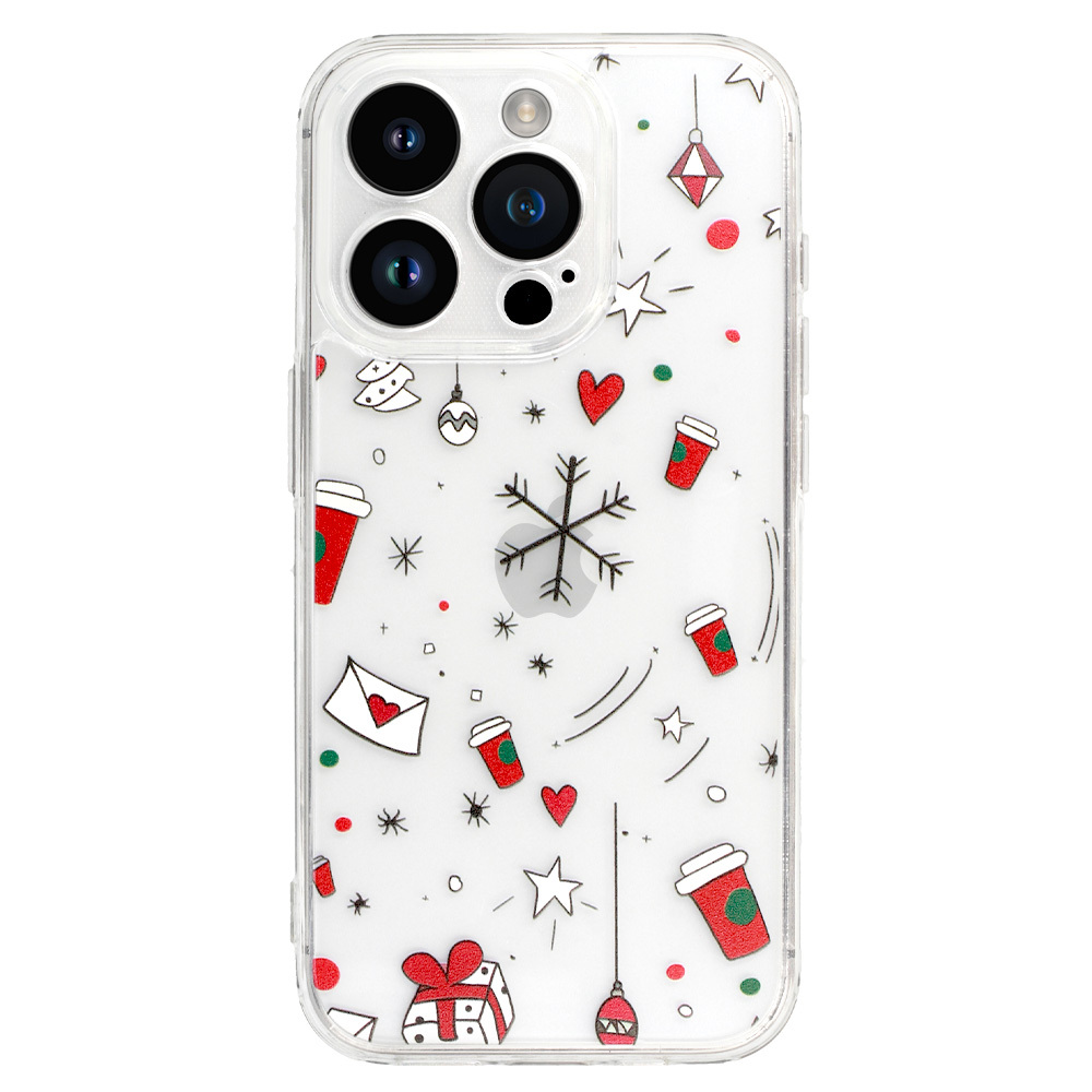 TEL PROTECT Christmas Clear Case for Iphone 16 Design 3