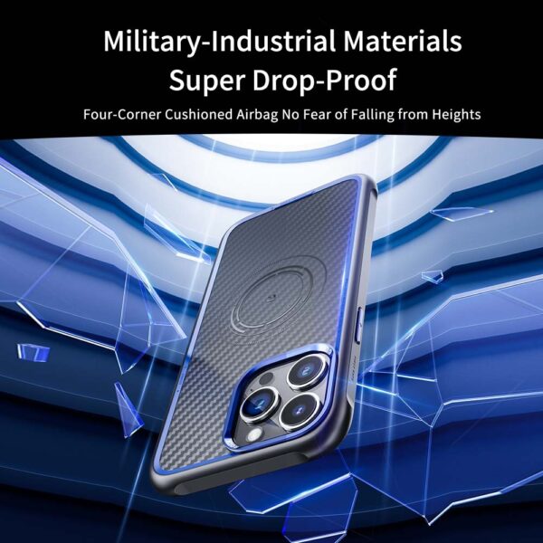 Rock Kevlar Series Aramid Fiber Magnetic Case for Iphone 15 Pro Max black