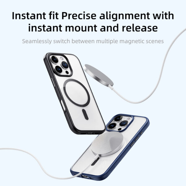 Rock Guard Series Magnetic Case for Iphone 16 Pro Max transparent-grey