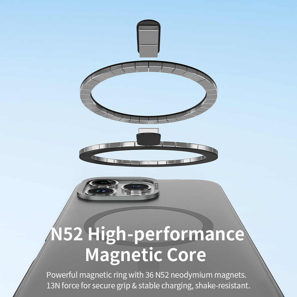 Rock Matte Series Magnetic Case for Iphone 16 black