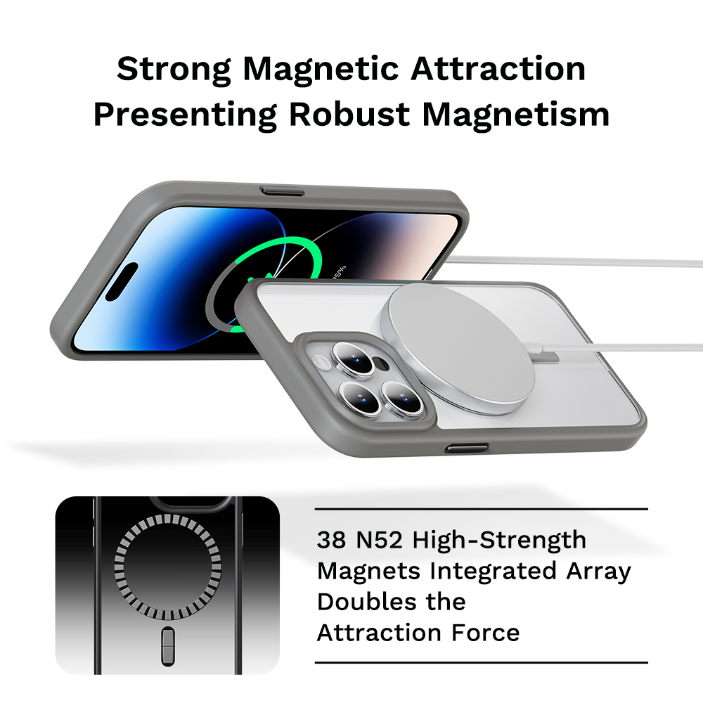 Rock Guard Series Magnetic Case for Iphone 15 transparent-white