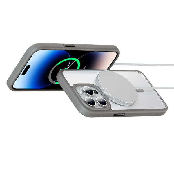 Rock Guard Series Magnetic Case for Iphone 15 Pro Max transparent-grey