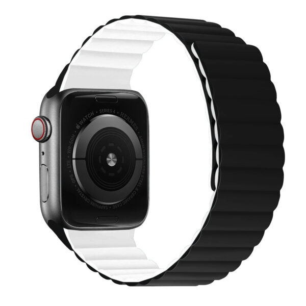 Silicone magnetic loop for Apple Watch 42/44/45/49 double-sided design 2 white-black