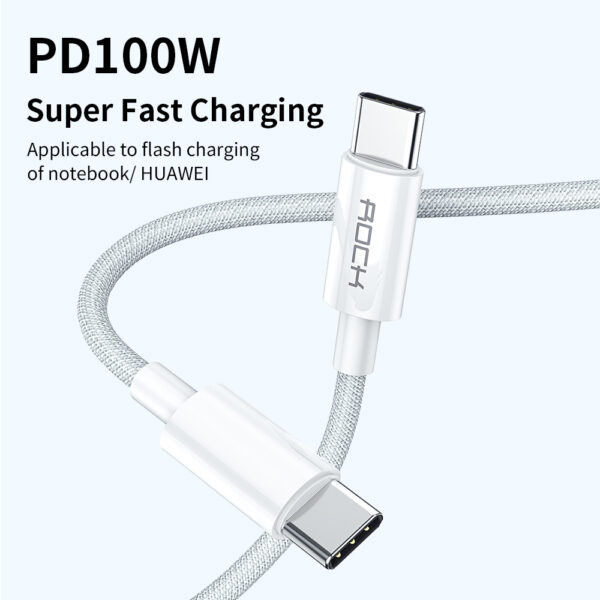Rock Cable R6 - Type C to Type C - PD 100W 5A 2 metres white