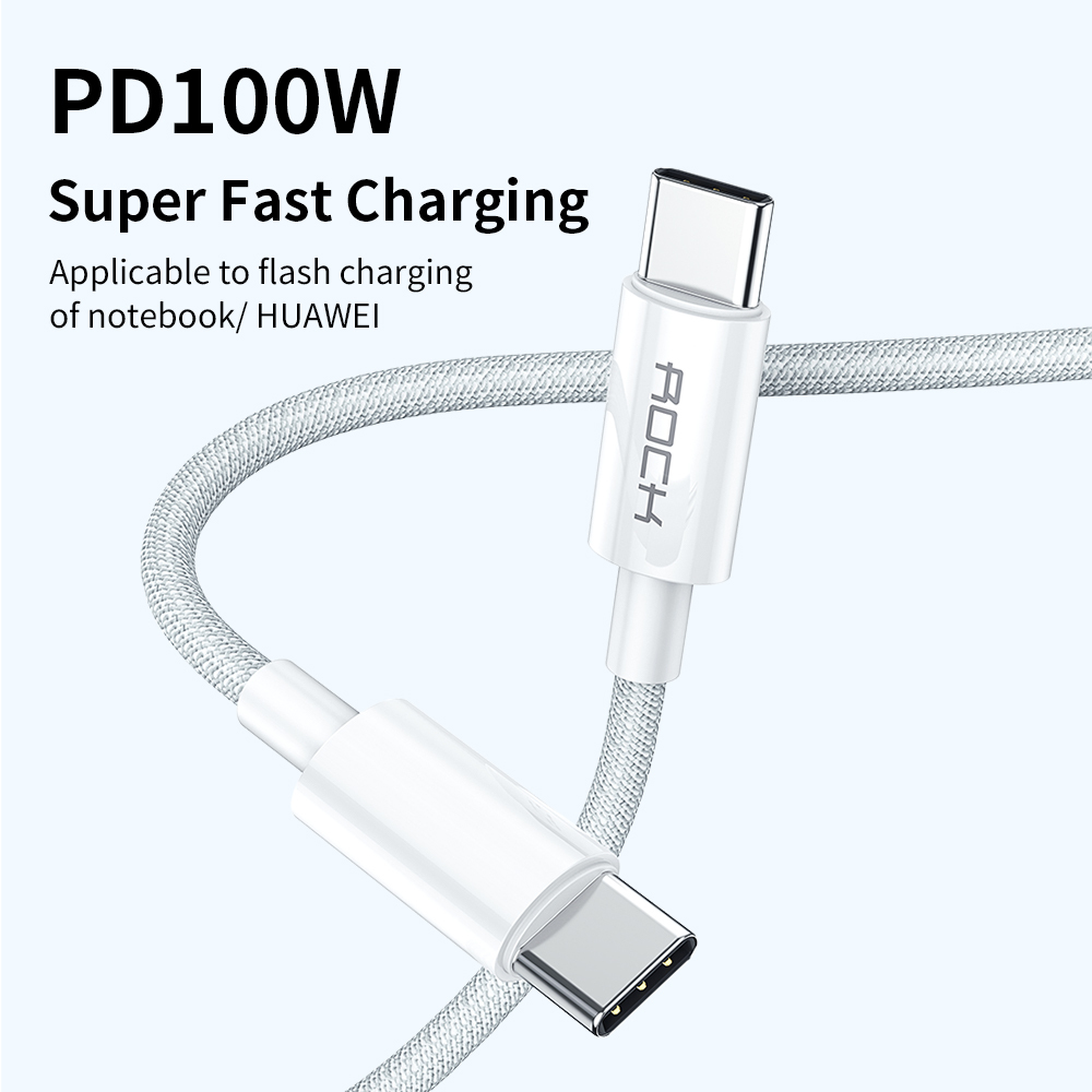 Rock Cable R6 - Type C to Type C - PD 100W 5A 2 metres white