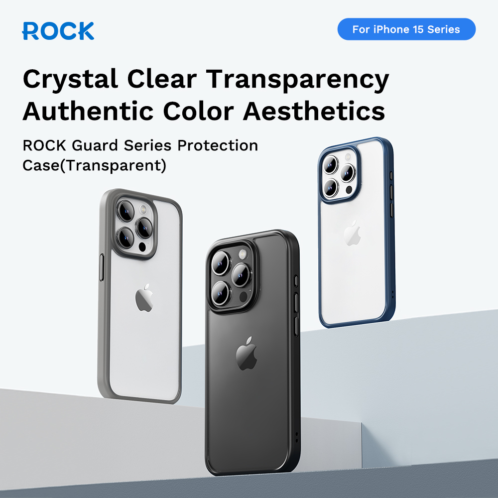 Rock Guard Series Case for Iphone 16 Pro Max transparent-black
