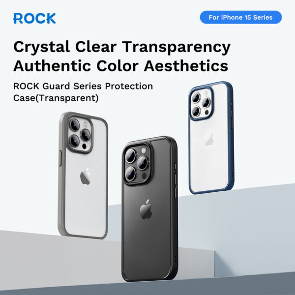 Rock Guard Series Case for Iphone 16 Pro transparent-black