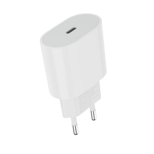 Rock Wall charger T18 Sugar Cube Series GaN - Type C - QC 3.0 PD 20W with Type C to Lightning cable white