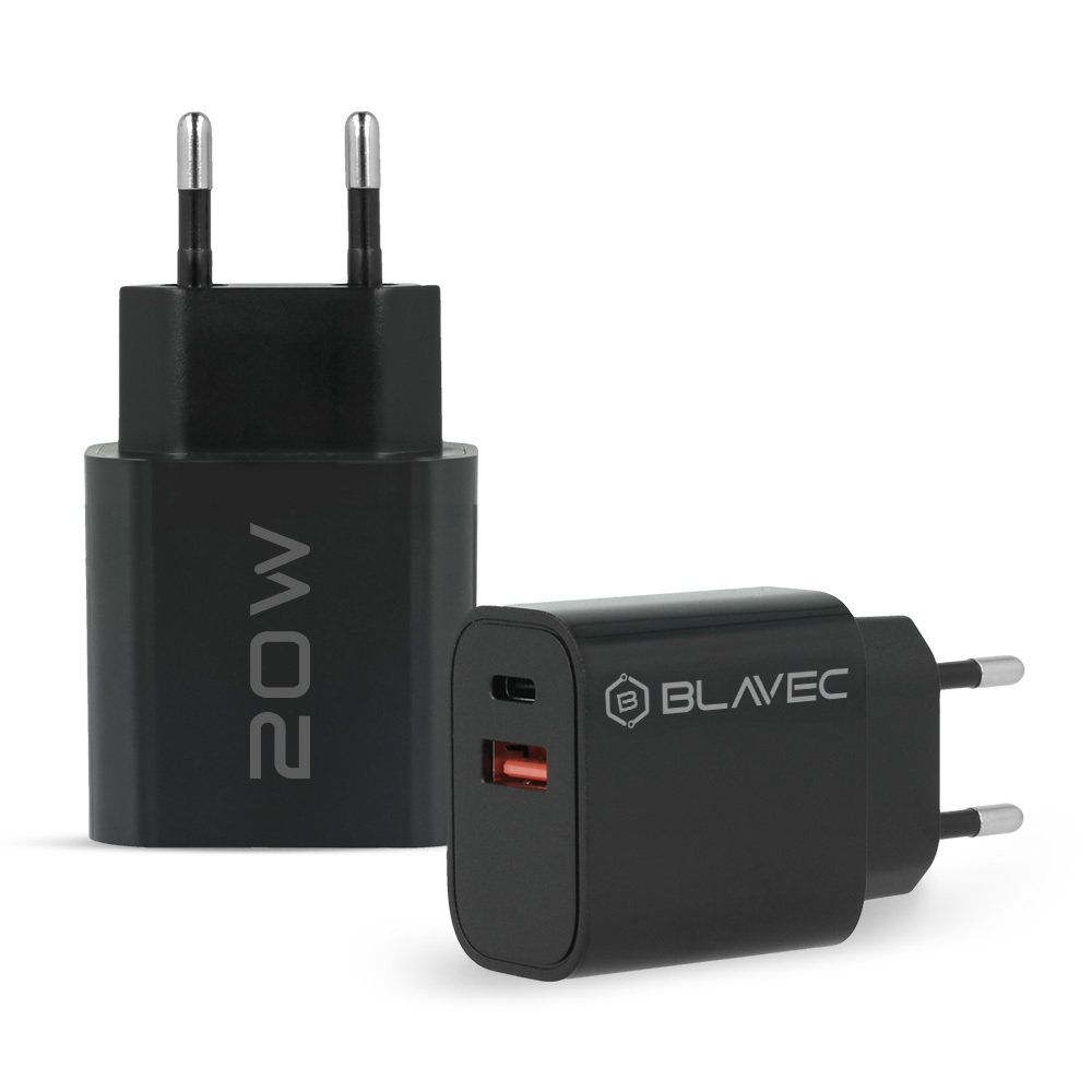 Blavec Wall charger BC-2 - USB + Type C - QC 3.0 PD 20W (TCBC2-UCB20) black