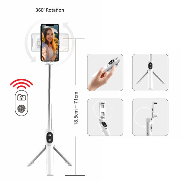 Blavec Selfie Stick Coco P-02 tripod + remote control 0,7 metres (SSCP02-TRW07) white