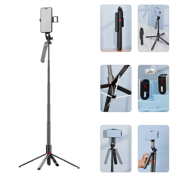 Blavec Selfie Stick Aluminium Fusion P-08 tripod + remote control + 1 lamp 2,2 metres (SSFP08-TR1LB22) black