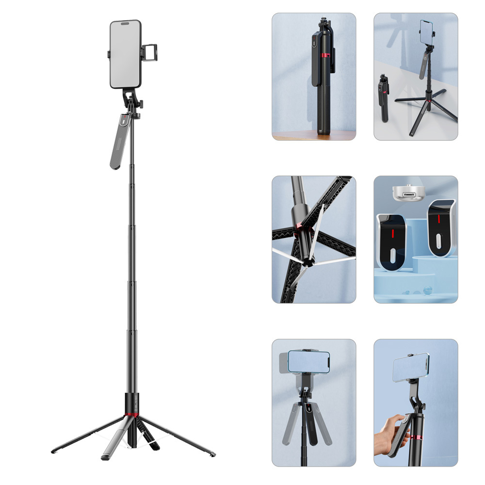 Blavec Selfie Stick Aluminium Fusion P-08 tripod + remote control + 1 lamp 2,2 metres (SSFP08-TR1LB22) black