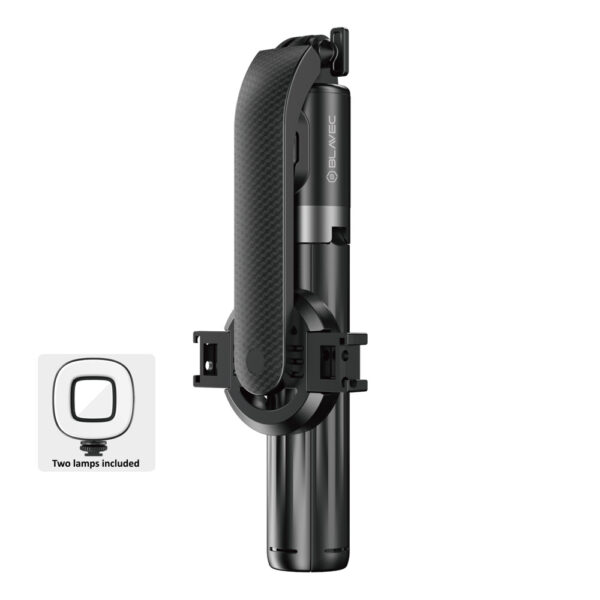 Blavec Selfie Stick Aluminium Fusion P-07 Magsafe tripod + remote control + 2 lamps 1,4 metres (SSFP07-MTR2LB14) black
