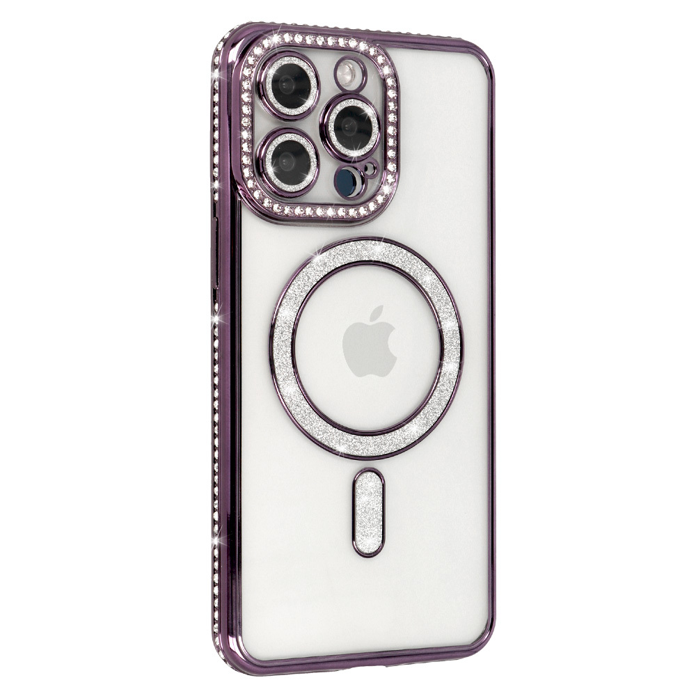 Bling Magsafe Case for Iphone 16 Pro purple