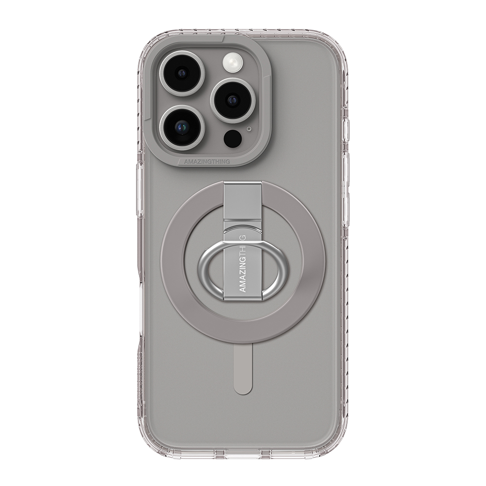 Amazing Thing Titan Pro Mag Ring Grip Case 10FT IP166.3PTRGY for Iphone 16 Pro grey