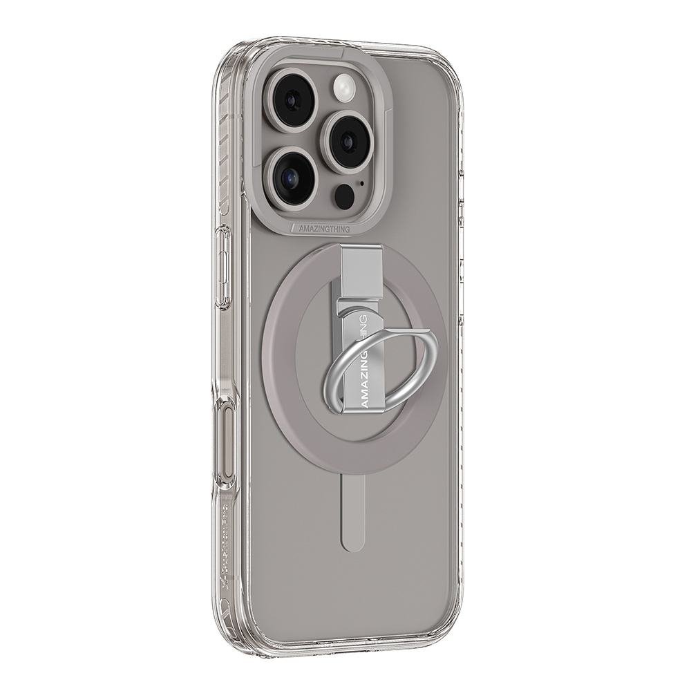 Amazing Thing Titan Pro Mag Ring Grip Case 10FT IP166.3PTRGY for Iphone 16 Pro grey