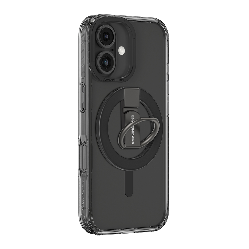 Amazing Thing Titan Pro Mag Ring Grip Case 10FT IP166.1TRBK for Iphone 16 black