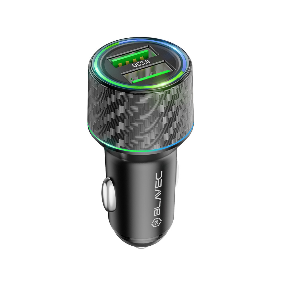 Blavec Car charger BS-21A Carbon - 2xUSB - QC 3.0 36W 3A (CCBS21AC-2UB36) black